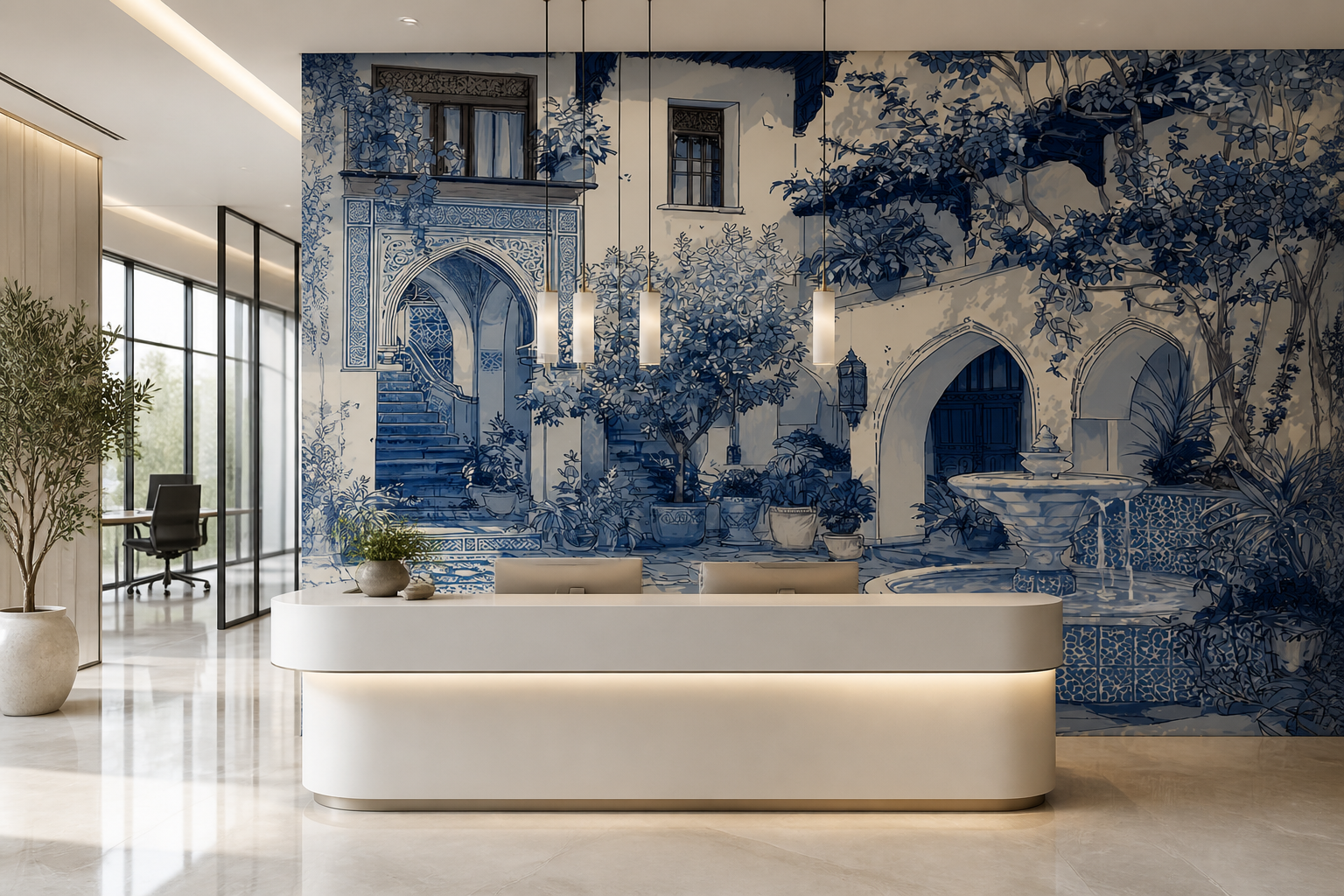 Courtyard Serenade — Office reception
