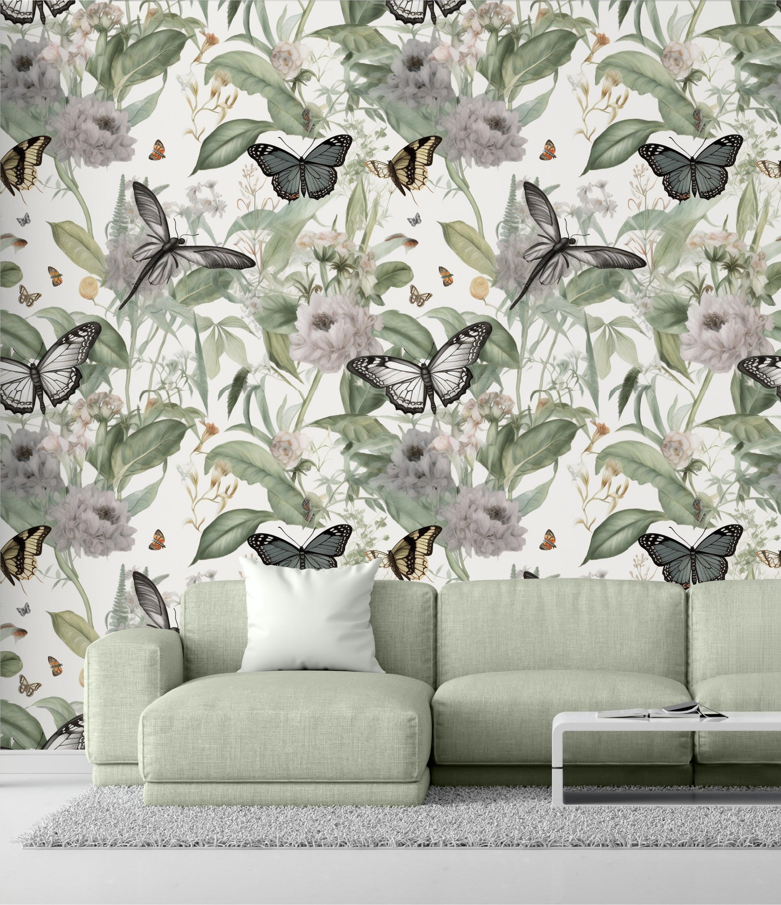 Soft Floral Butterfly Meadow