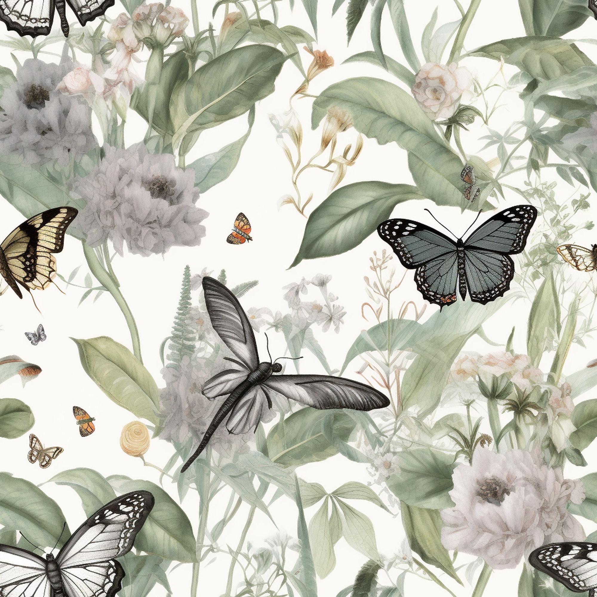 Soft Floral Butterfly Meadow