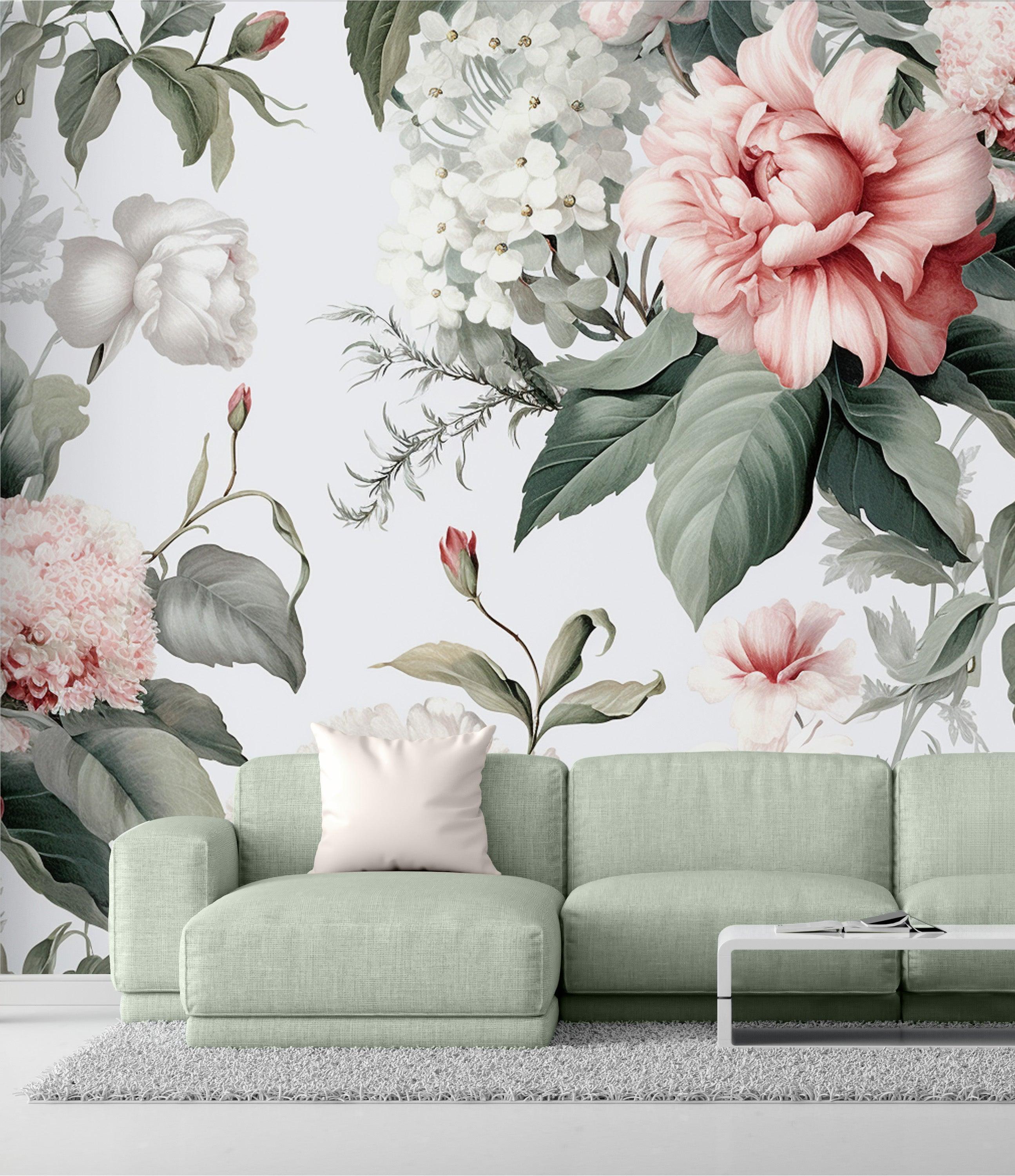 Pink Peony and White Hydrangea