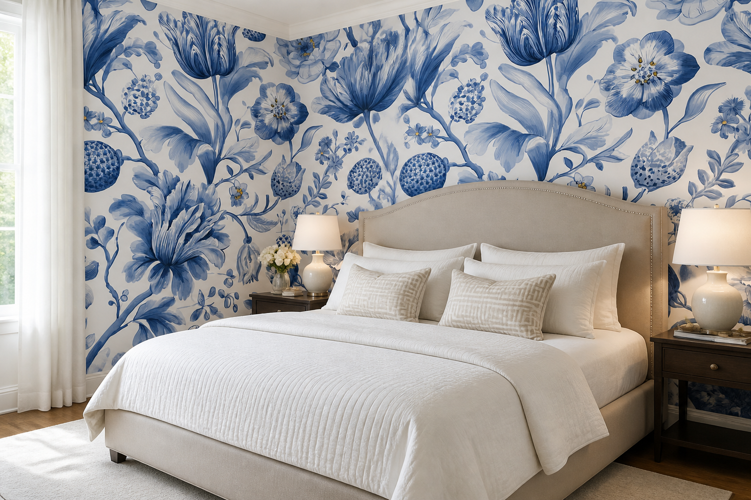Indigo Botanica II — Bedroom (two walls)