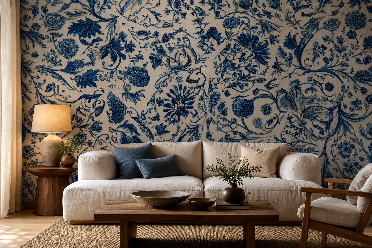 indigo-chinoiserie — Living room