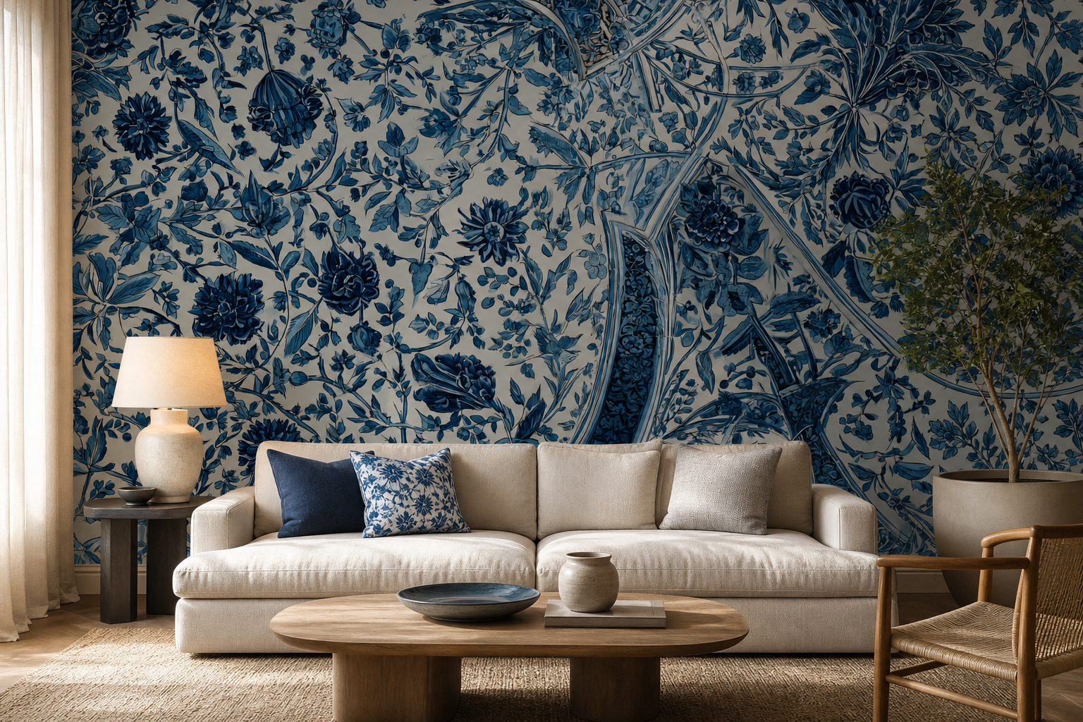 indigo-damask — Living room