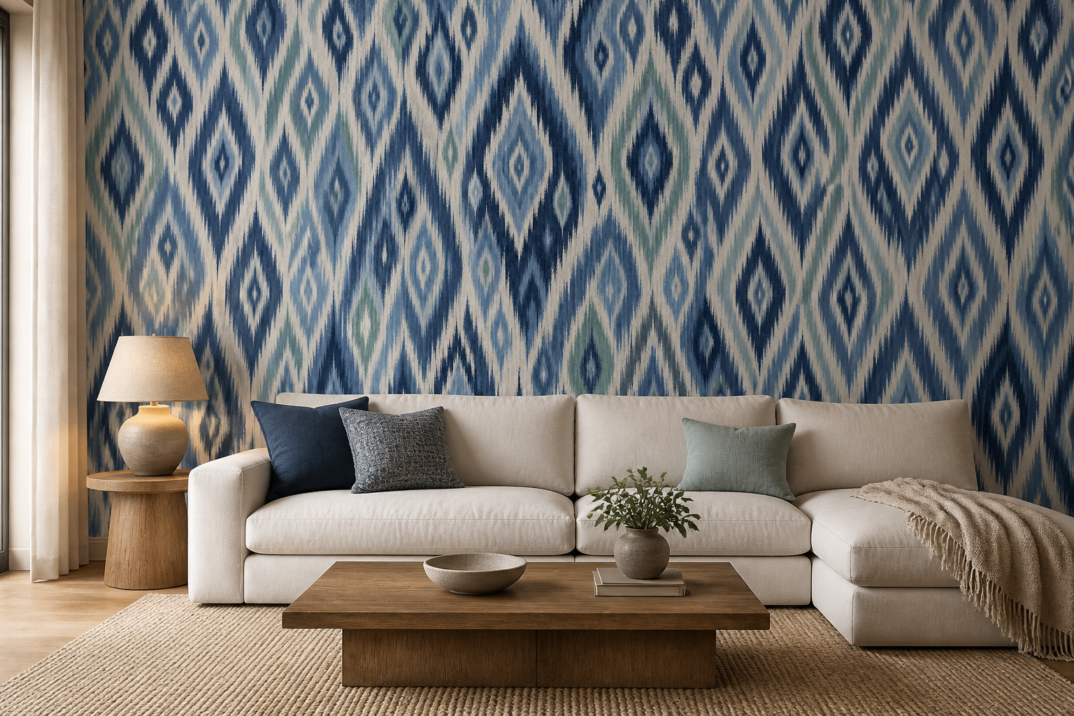 Indigo Diamond Flow — Living room