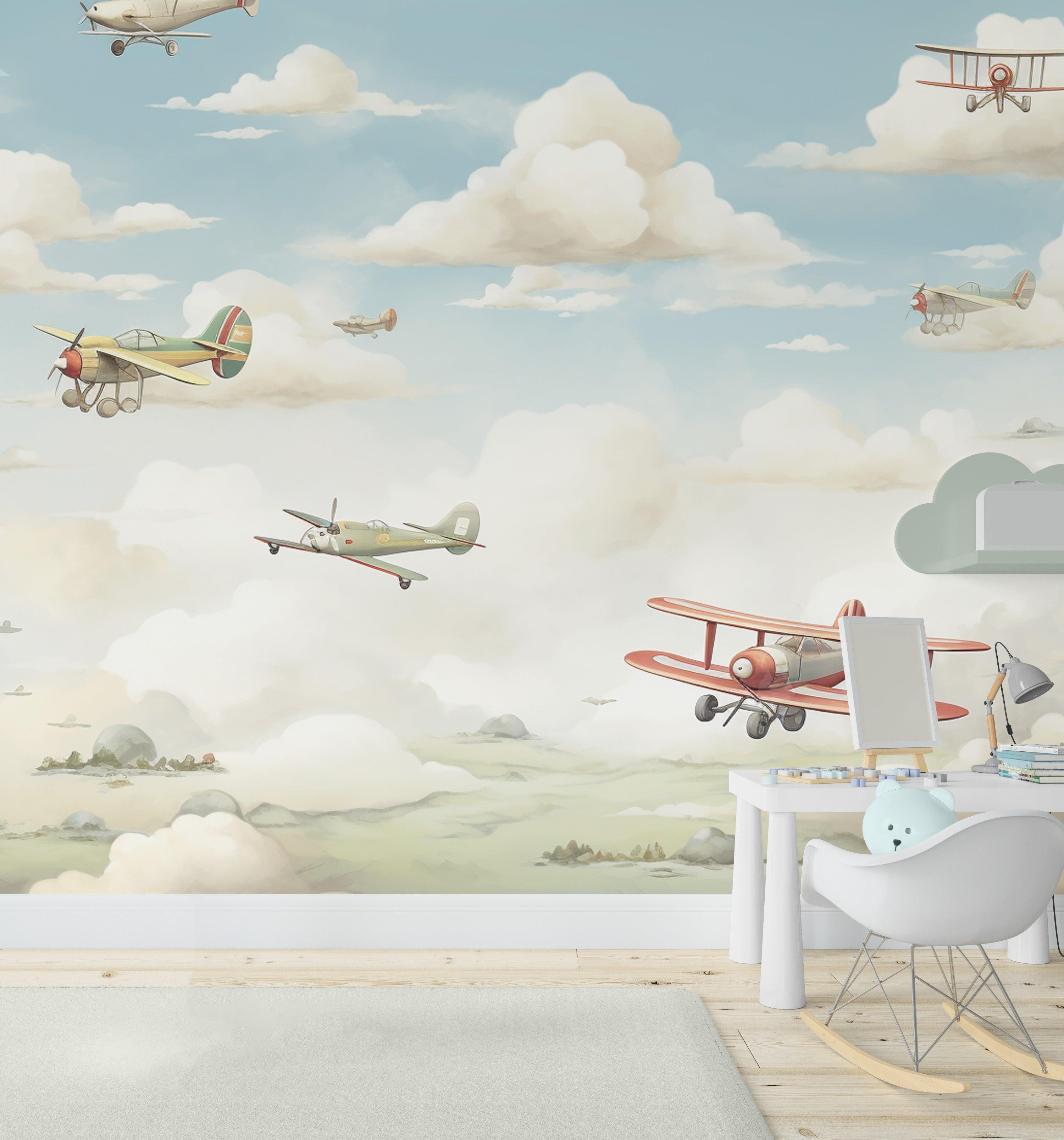 Vintage Biplanes in the Clouds