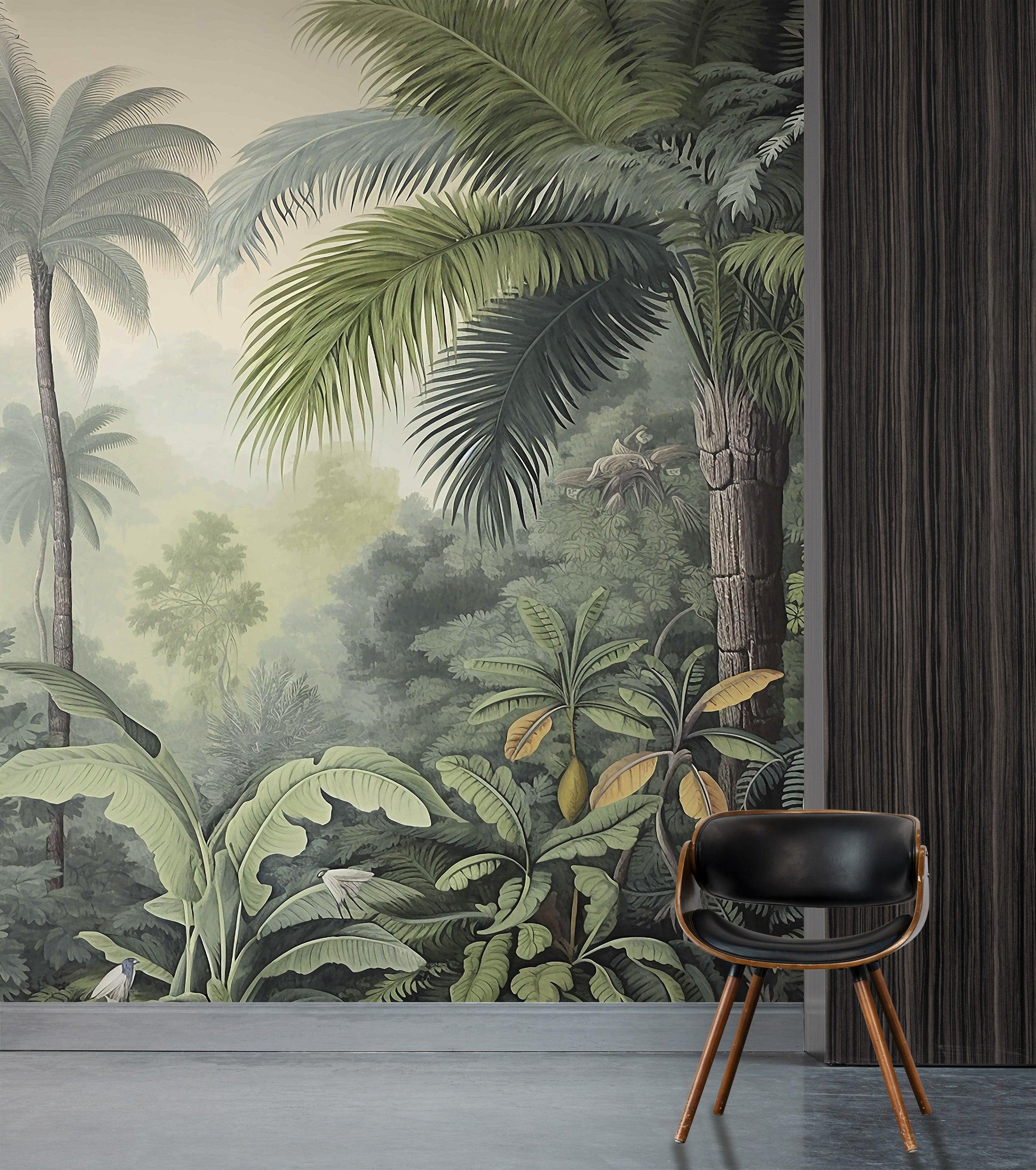Misty Banana Palm Forest