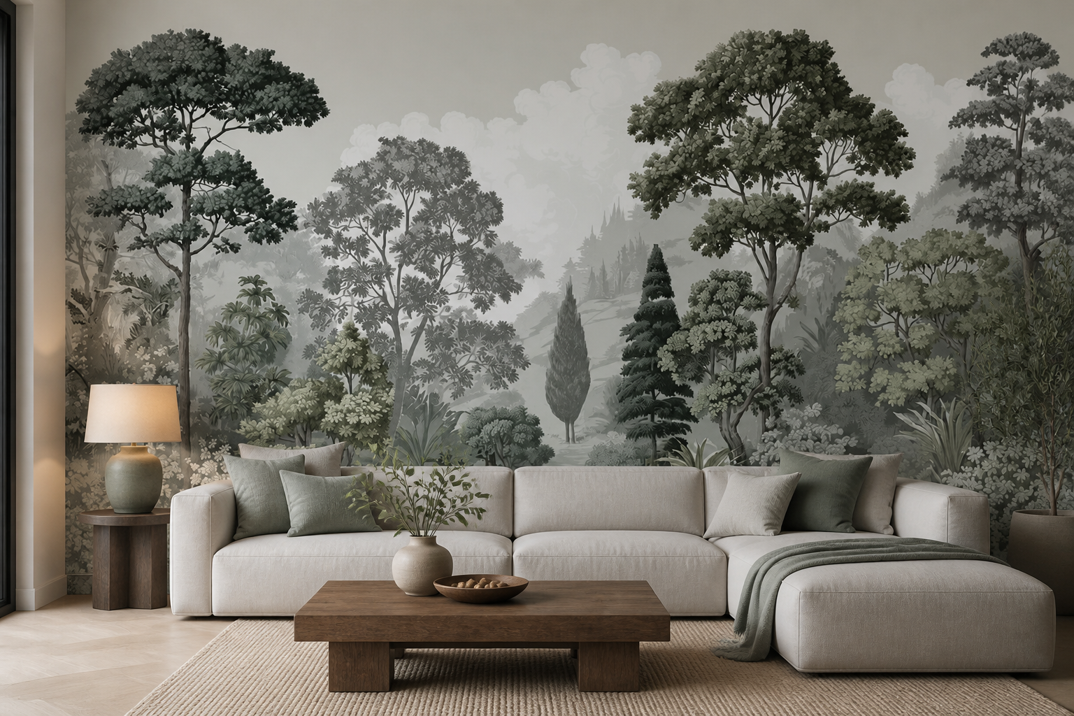 misty-forest-tapestry — Living room