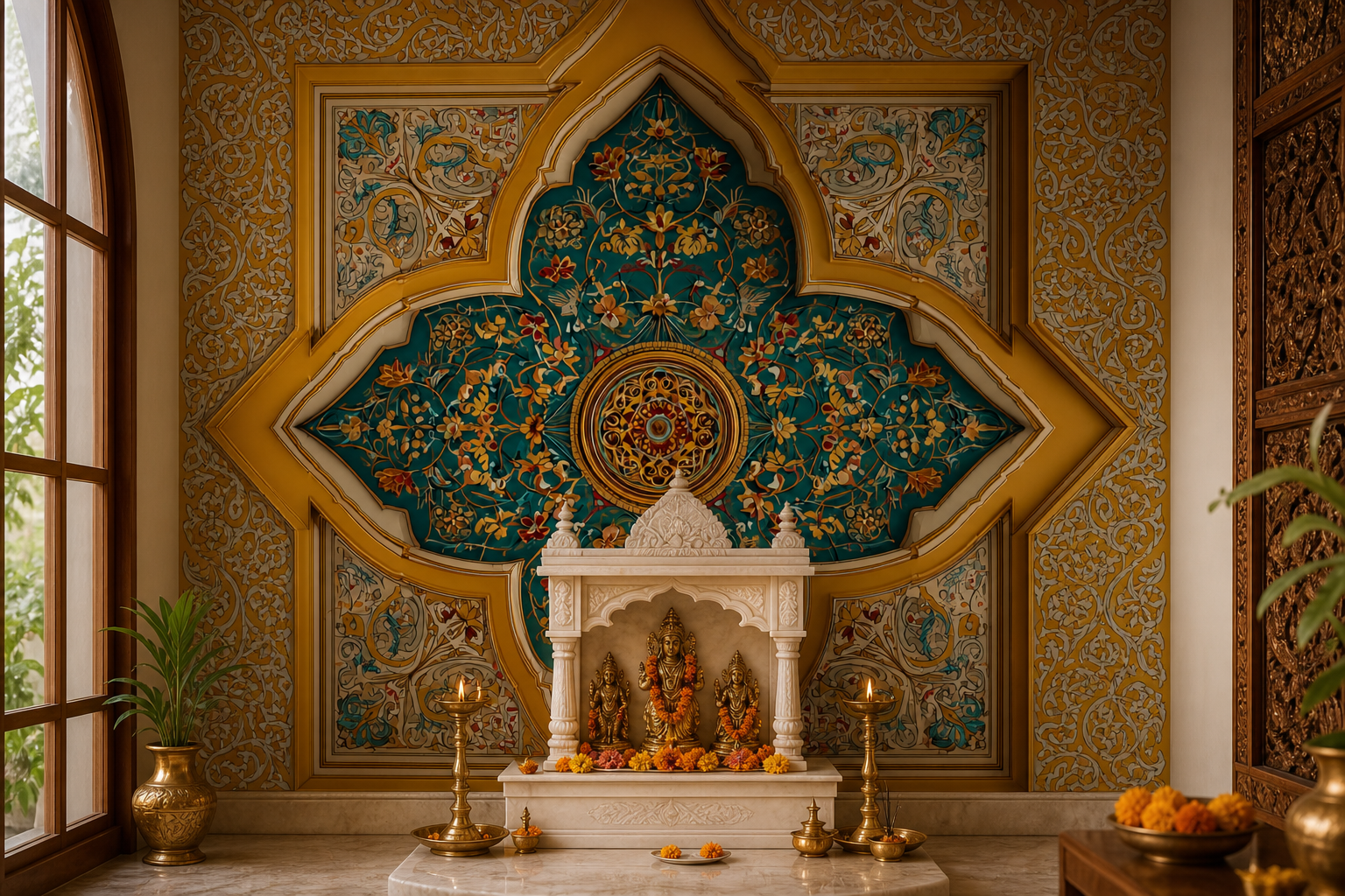 mughal-ceiling-ii — Pooja room