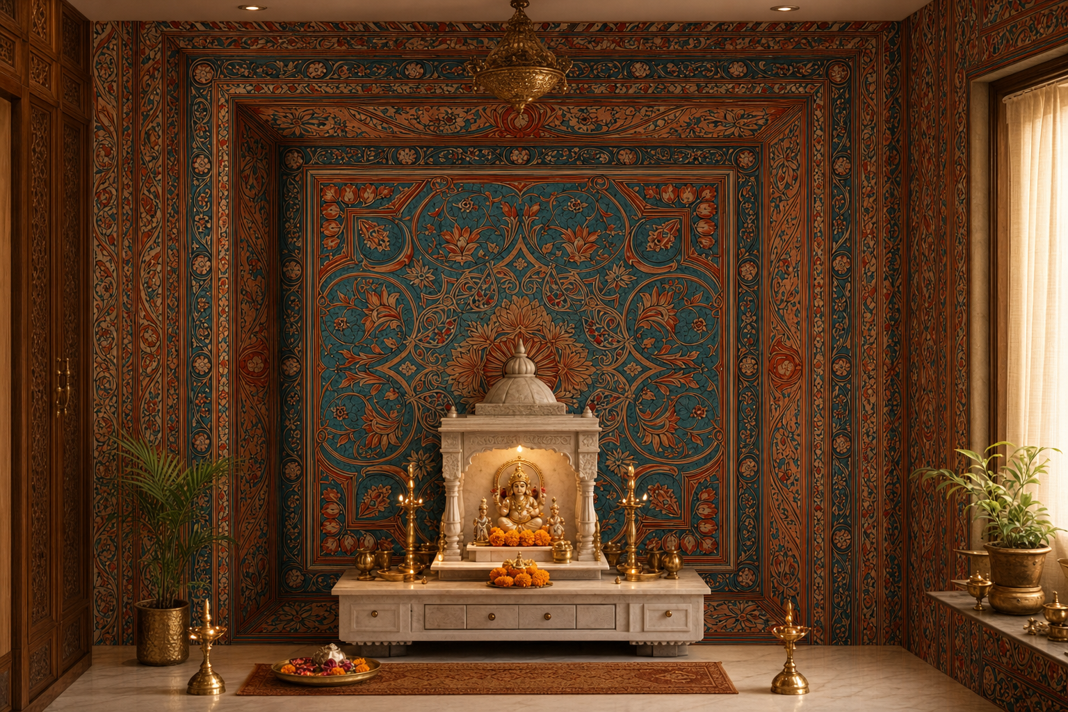 mughal-ceiling — Pooja room