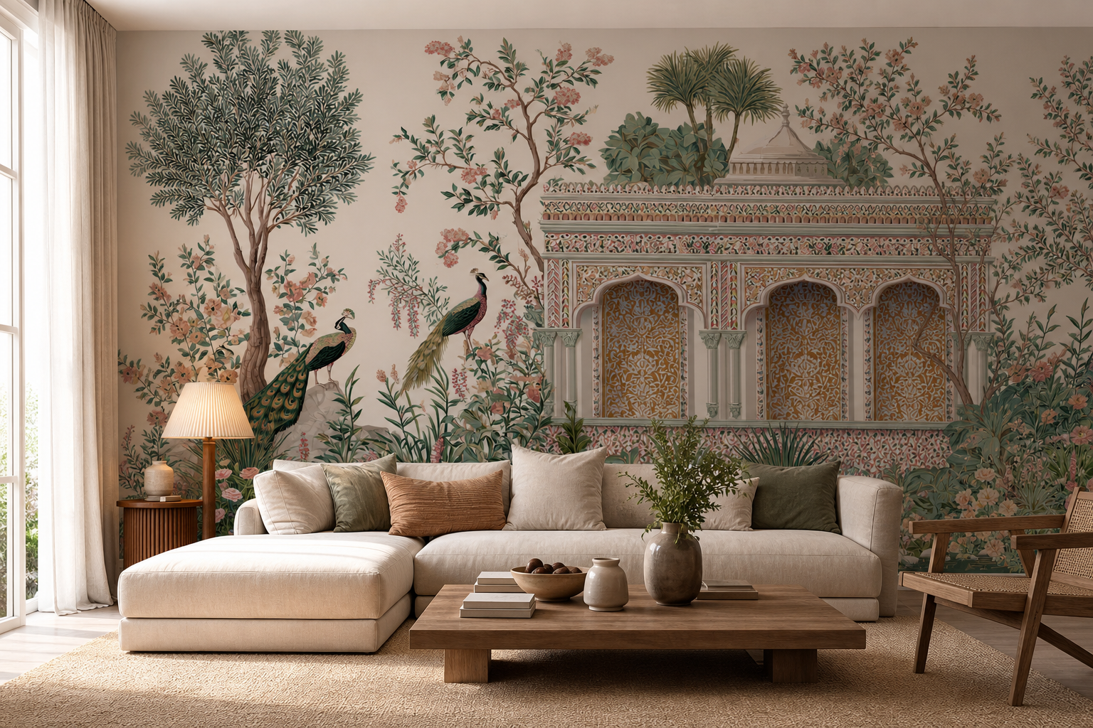 mughal-peacock-garden — Living room
