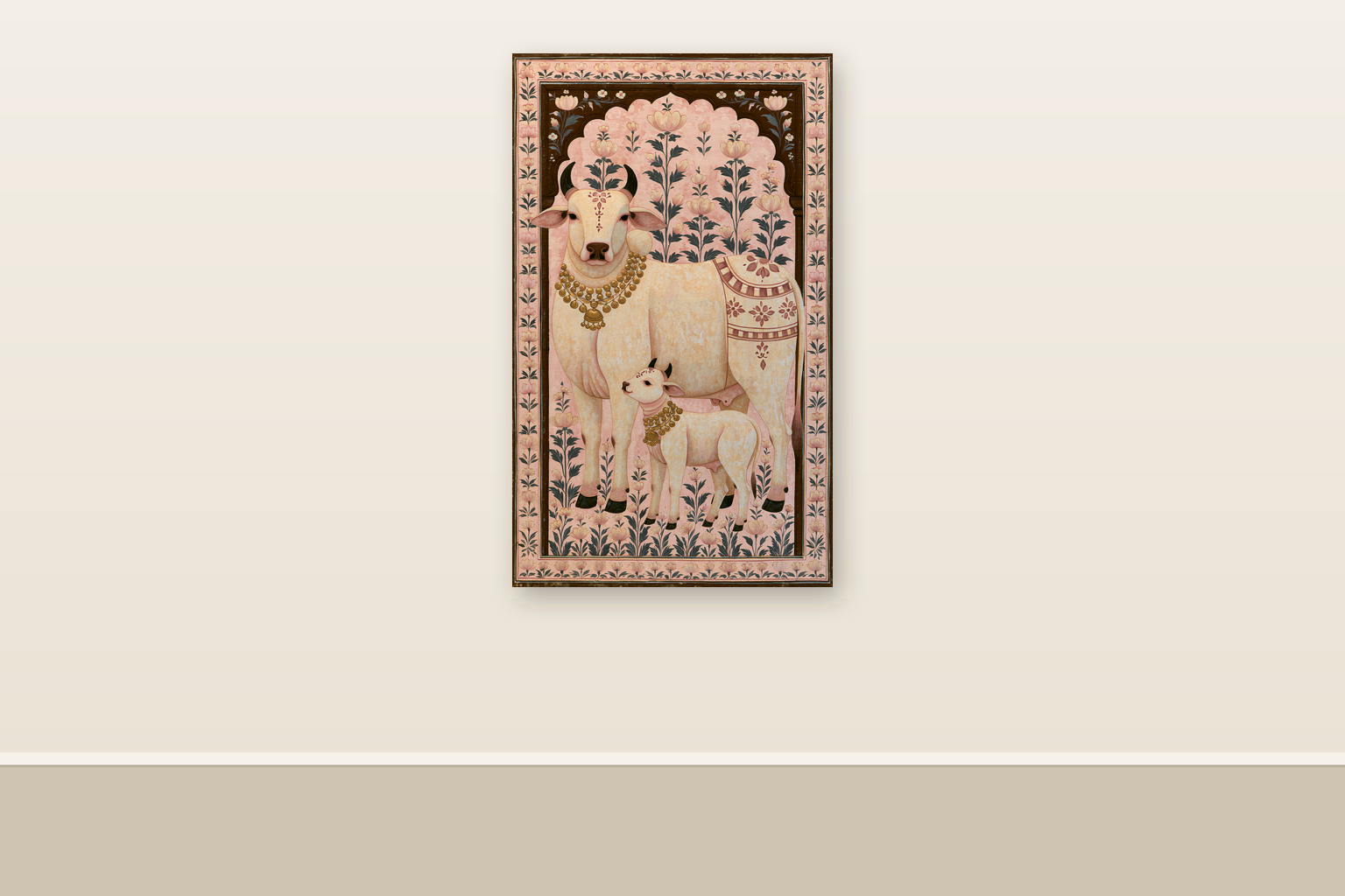 Sacred Bovine II — ready-size art panel shown at 36in x 60in on a plain wall