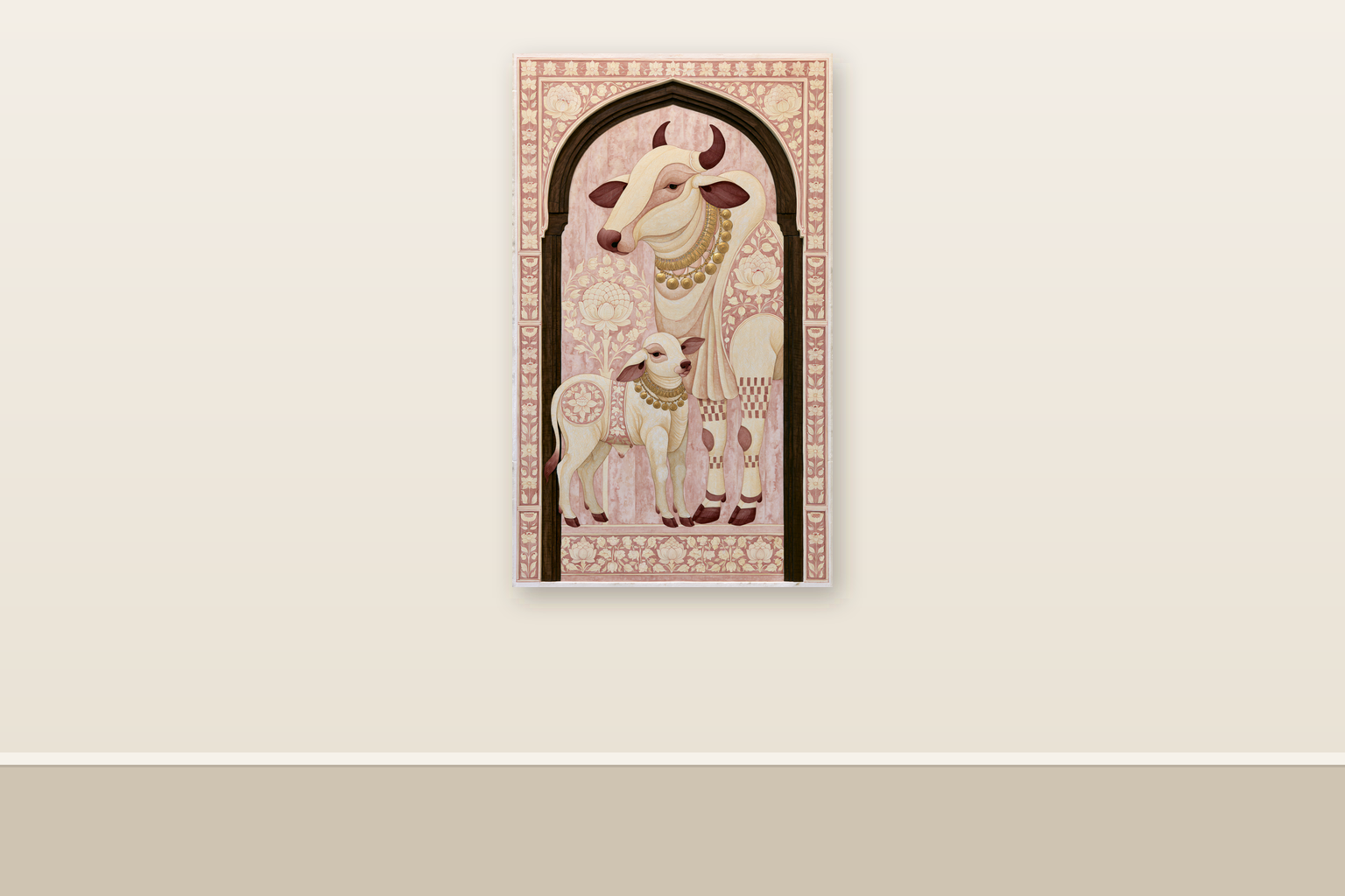 Sacred Bovine — ready-size art panel shown at 36in x 60in on a plain wall