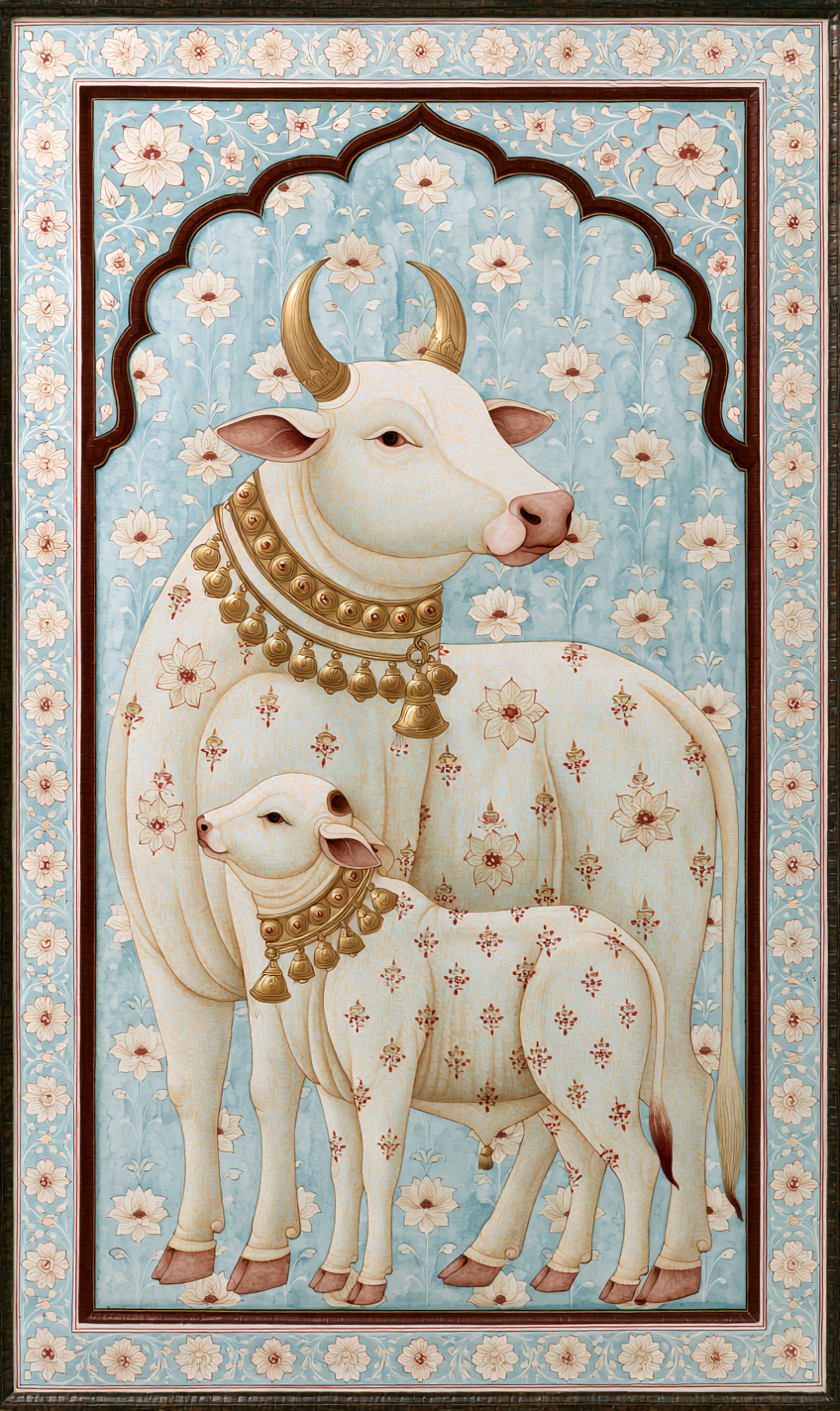 Sacred Bovine Bloom — flat pattern