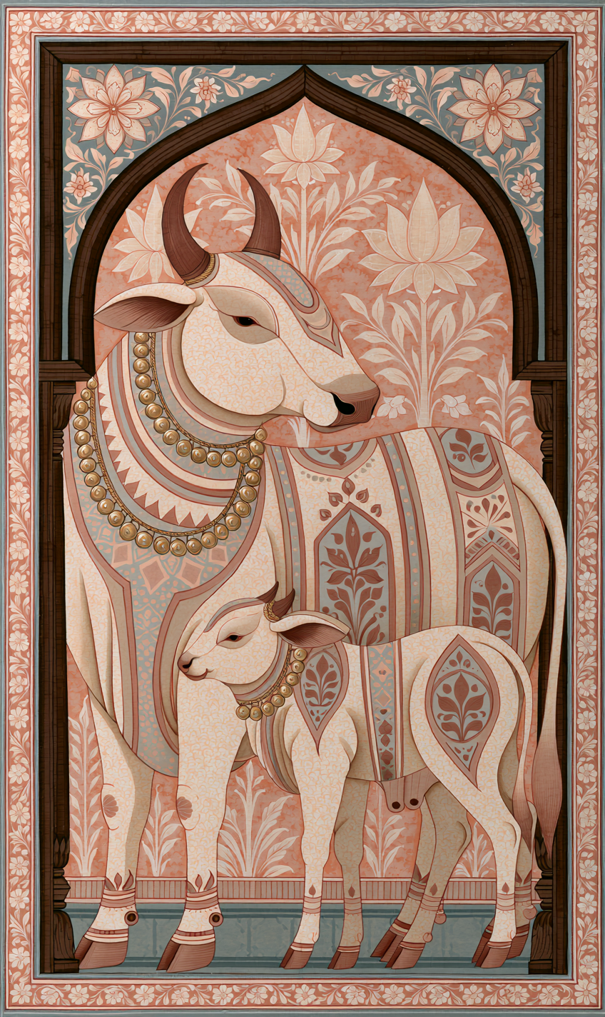 Sacred Bovine Procession — flat pattern
