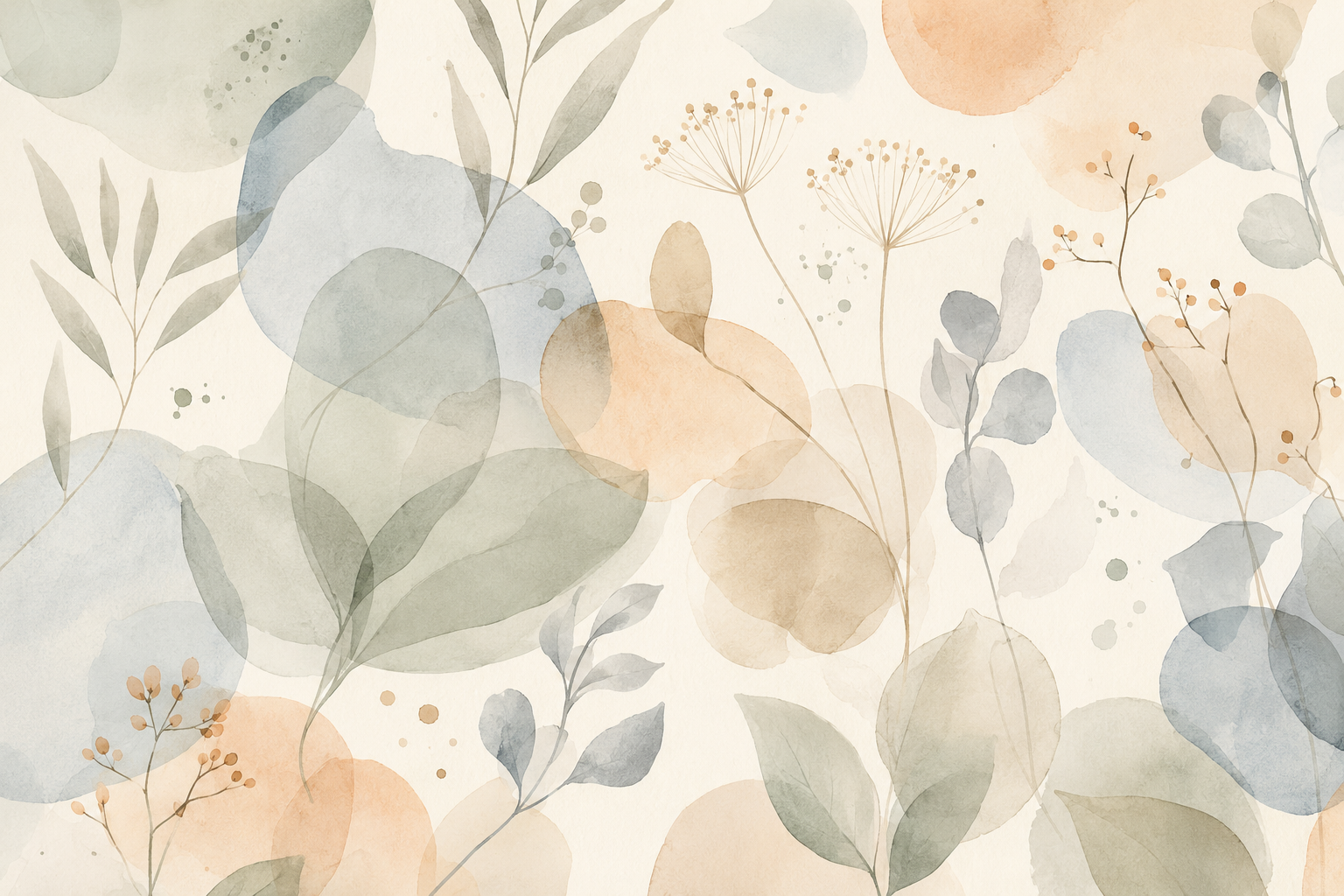 Watercolor Botanica — flat pattern