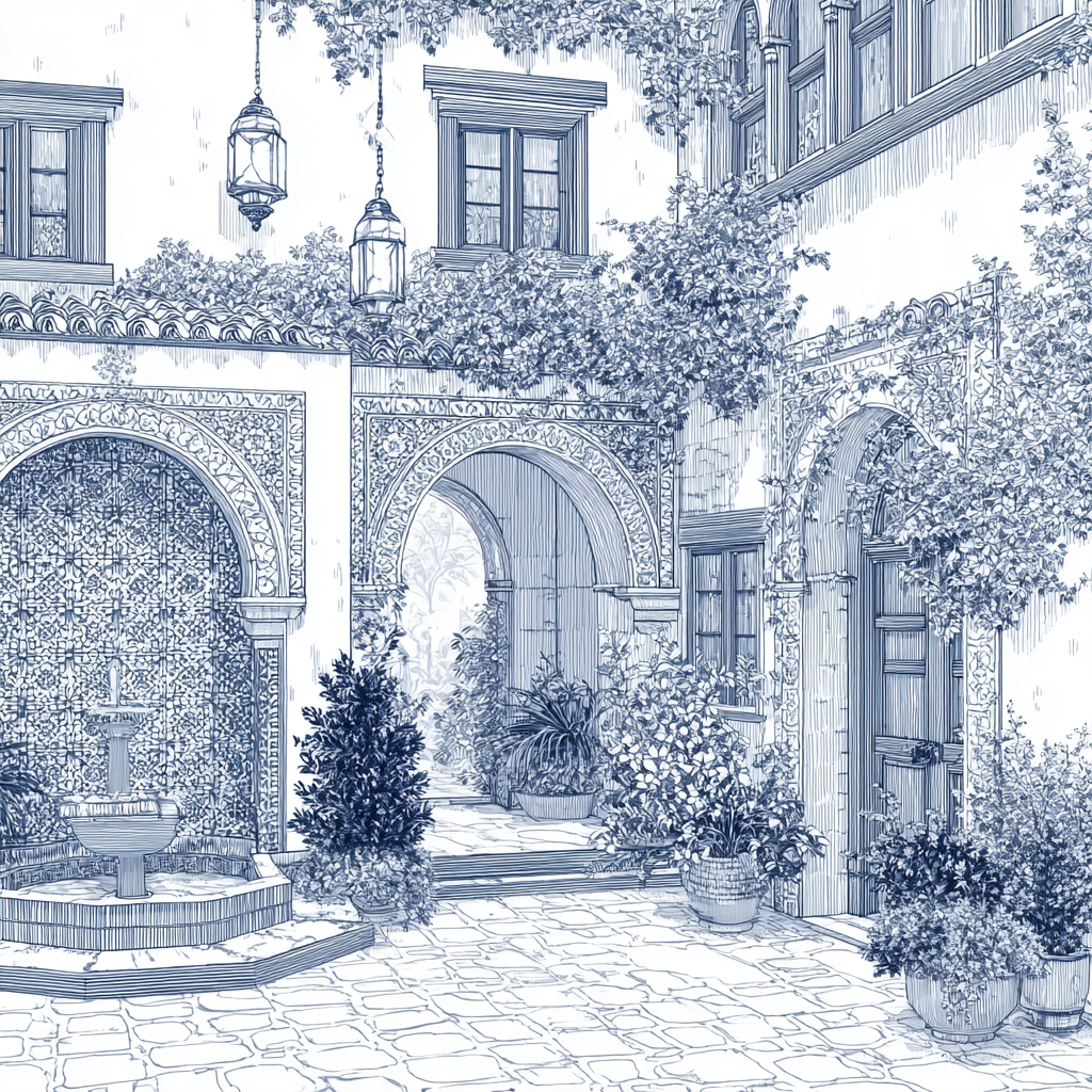 Courtyard Reverie II — flat pattern