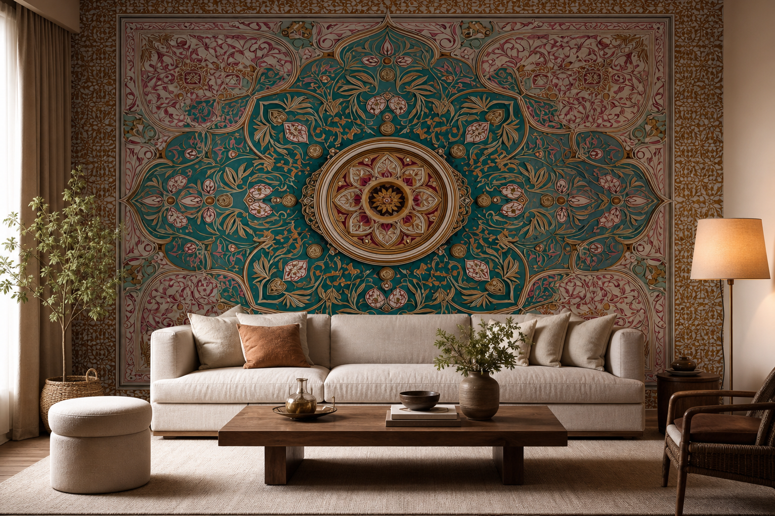 teal-medallion-garden — Living room